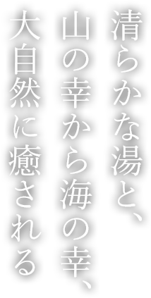 清らかな湯と、山の幸から海の幸、大自然に癒される